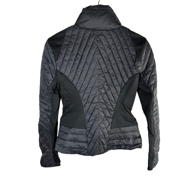 Blanc Noir Motion Panel Zip Puffer Jacket Black Hooded Size XS Mixed Media - Picture 2 of 14